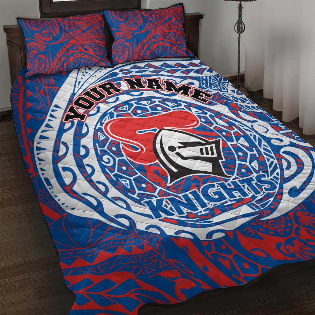 Personalized Newcastle Knights Quilt Bed Set Polynesian Tribal Chest and Sleeve Tattoo