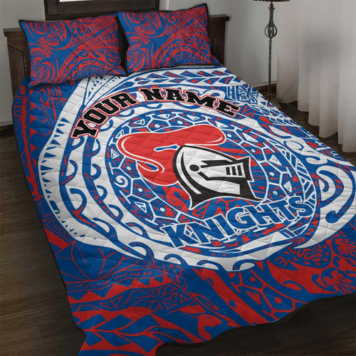Personalized Newcastle Knights Quilt Bed Set Polynesian Tribal Chest and Sleeve Tattoo