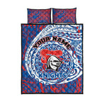 Personalized Newcastle Knights Quilt Bed Set Polynesian Tribal Chest and Sleeve Tattoo