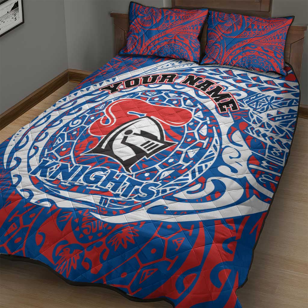 Personalized Newcastle Knights Quilt Bed Set Polynesian Tribal Chest and Sleeve Tattoo