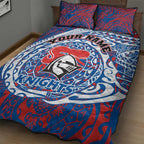 Personalized Newcastle Knights Quilt Bed Set Polynesian Tribal Chest and Sleeve Tattoo