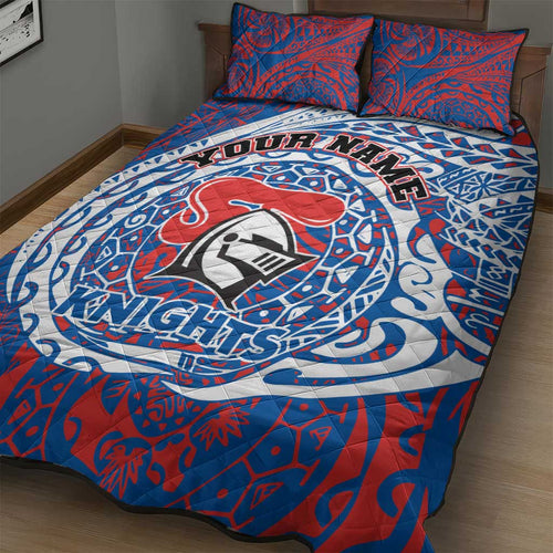 Personalized Newcastle Knights Quilt Bed Set Polynesian Tribal Chest and Sleeve Tattoo