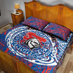 Personalized Newcastle Knights Quilt Bed Set Polynesian Tribal Chest and Sleeve Tattoo