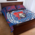 Personalized Newcastle Knights Quilt Bed Set Polynesian Tribal Chest and Sleeve Tattoo