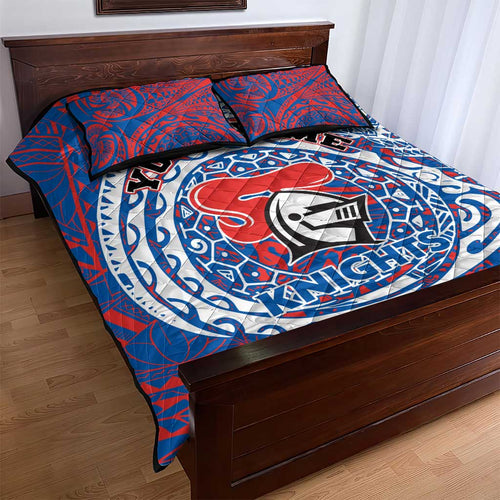Personalized Newcastle Knights Quilt Bed Set Polynesian Tribal Chest and Sleeve Tattoo