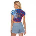Personalized Newcastle Knights Raglan Cropped T Shirt Polynesian Tribal Chest and Sleeve Tattoo