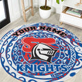 Personalized Newcastle Knights Round Carpet Polynesian Tribal Chest and Sleeve Tattoo