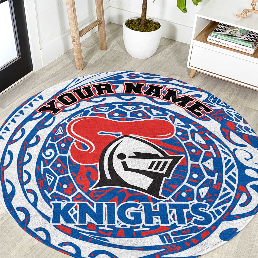 Personalized Newcastle Knights Round Carpet Polynesian Tribal Chest and Sleeve Tattoo