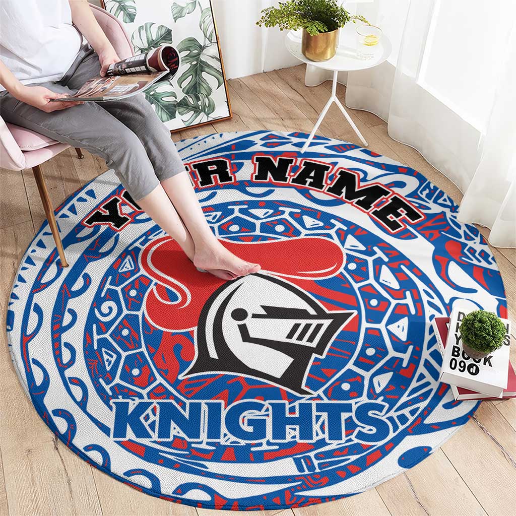 Personalized Newcastle Knights Round Carpet Polynesian Tribal Chest and Sleeve Tattoo