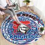 Personalized Newcastle Knights Round Carpet Polynesian Tribal Chest and Sleeve Tattoo