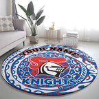 Personalized Newcastle Knights Round Carpet Polynesian Tribal Chest and Sleeve Tattoo
