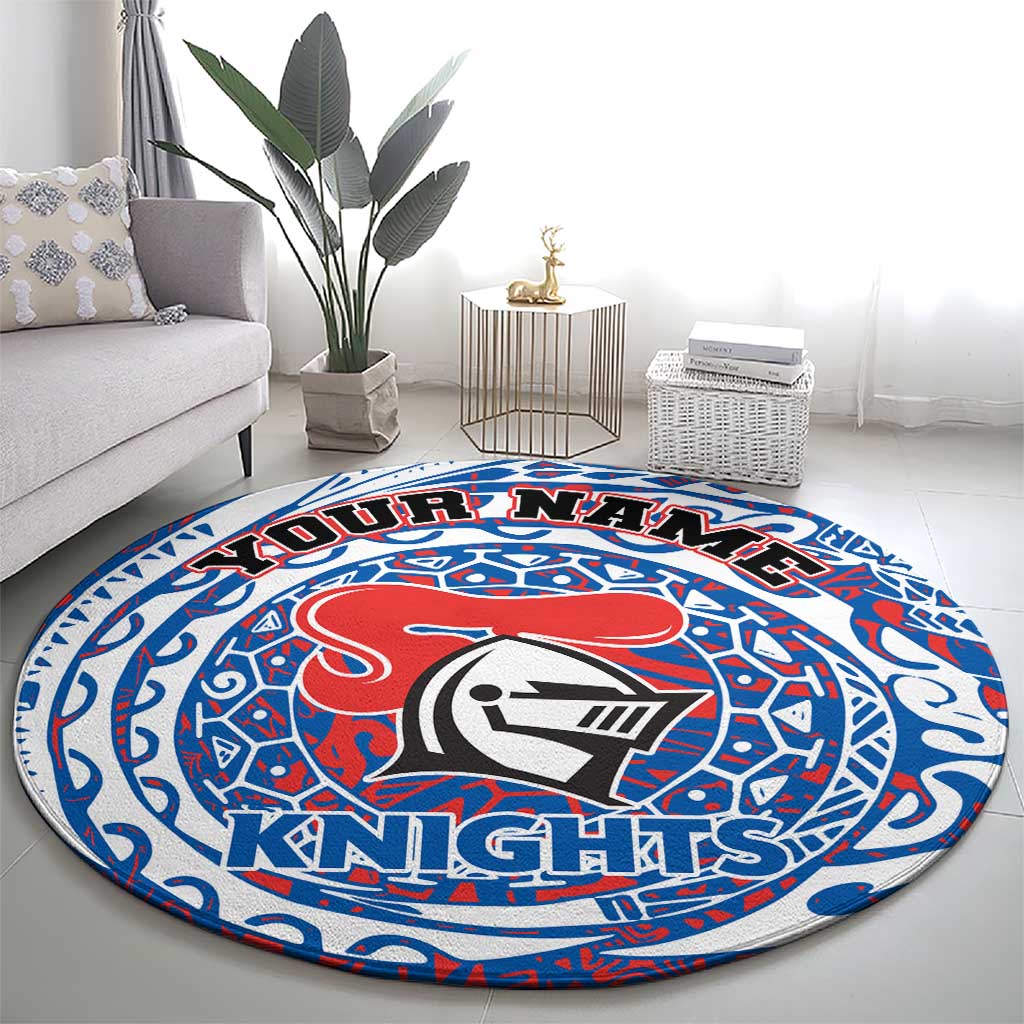 Personalized Newcastle Knights Round Carpet Polynesian Tribal Chest and Sleeve Tattoo
