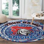 Personalized Newcastle Knights Round Carpet Polynesian Tribal Chest and Sleeve Tattoo