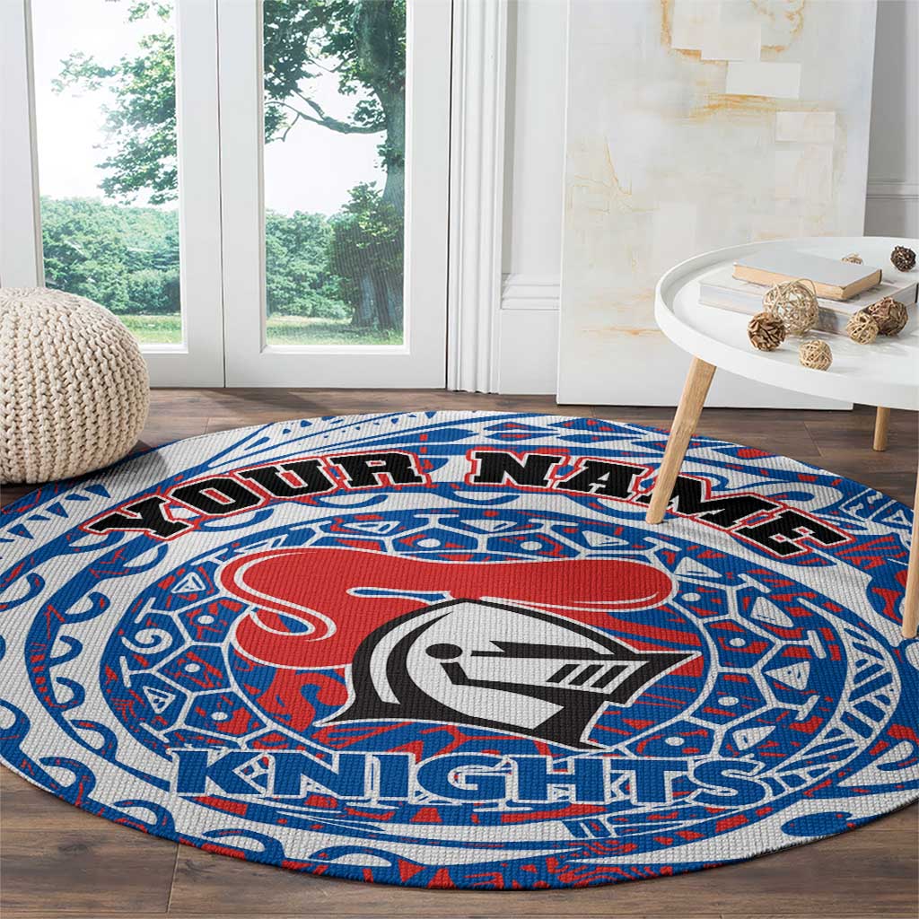 Personalized Newcastle Knights Round Carpet Polynesian Tribal Chest and Sleeve Tattoo