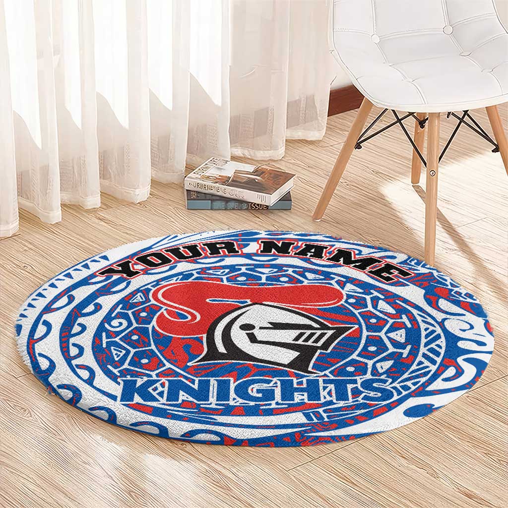 Personalized Newcastle Knights Round Carpet Polynesian Tribal Chest and Sleeve Tattoo