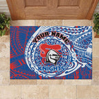 Personalized Newcastle Knights Rubber Doormat Polynesian Tribal Chest and Sleeve Tattoo