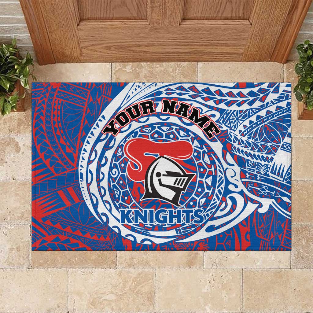 Personalized Newcastle Knights Rubber Doormat Polynesian Tribal Chest and Sleeve Tattoo