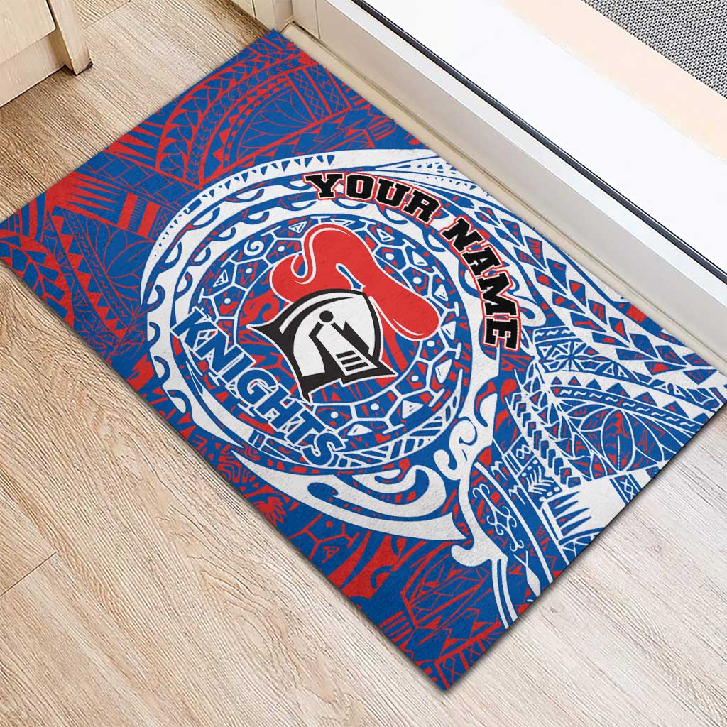 Personalized Newcastle Knights Rubber Doormat Polynesian Tribal Chest and Sleeve Tattoo