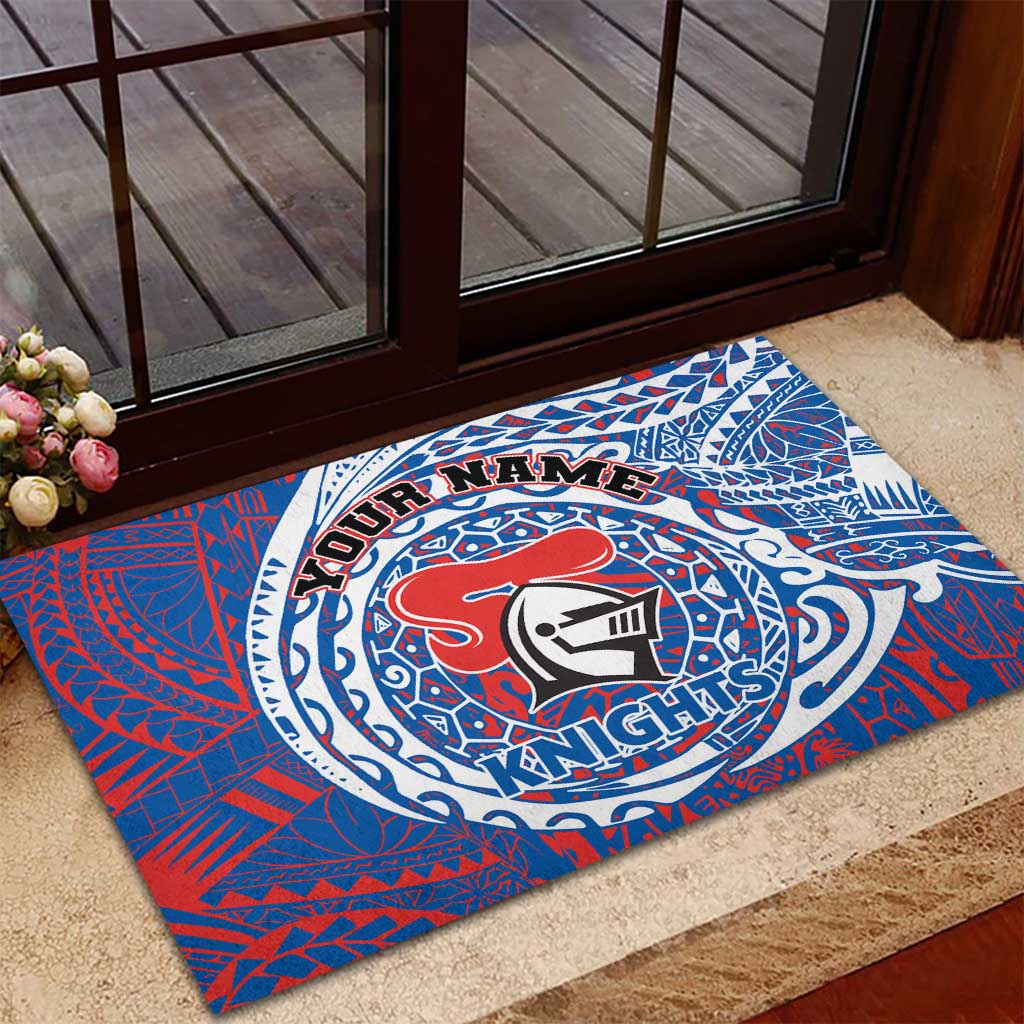 Personalized Newcastle Knights Rubber Doormat Polynesian Tribal Chest and Sleeve Tattoo