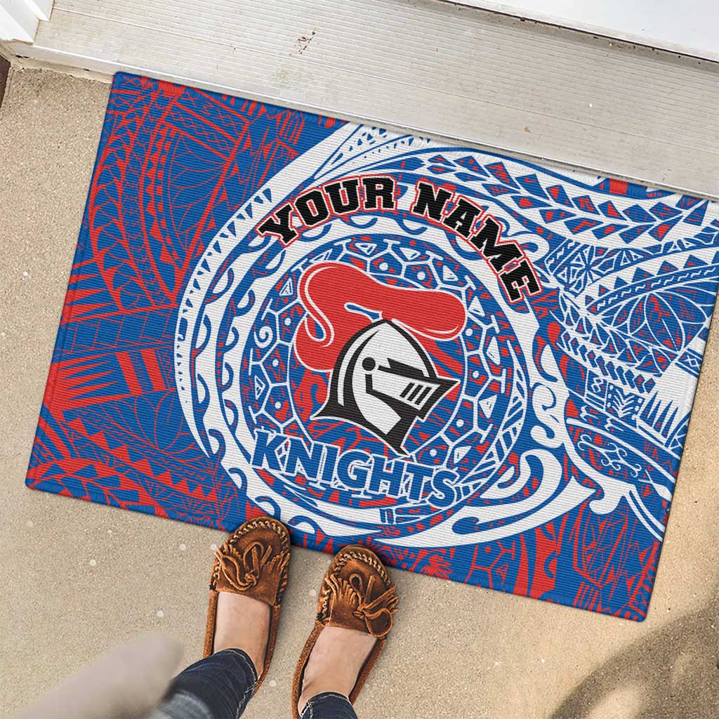 Personalized Newcastle Knights Rubber Doormat Polynesian Tribal Chest and Sleeve Tattoo