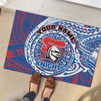 Personalized Newcastle Knights Rubber Doormat Polynesian Tribal Chest and Sleeve Tattoo