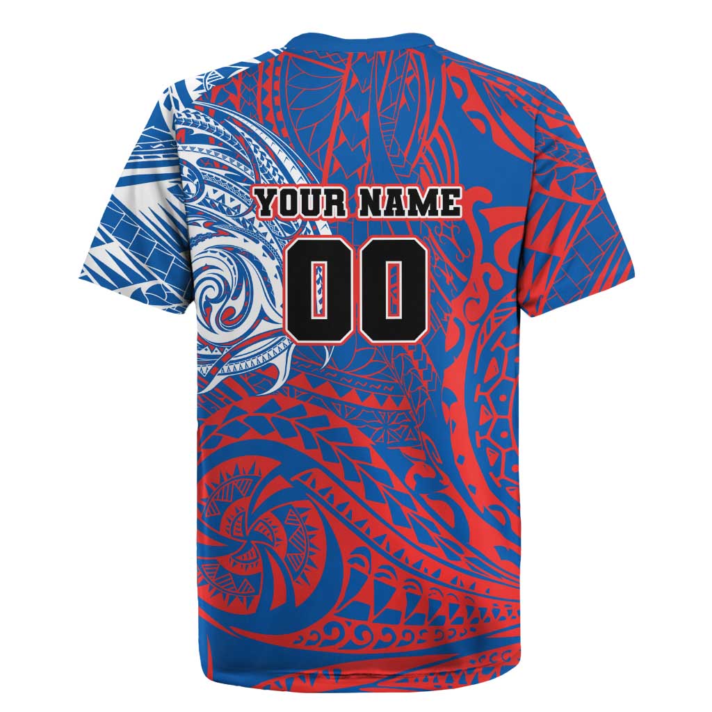 Personalized Newcastle Knights Rugby Jersey Polynesian Tribal Chest and Sleeve Tattoo