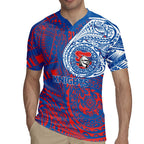 Personalized Newcastle Knights Rugby Jersey Polynesian Tribal Chest and Sleeve Tattoo