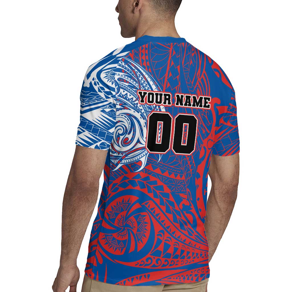 Personalized Newcastle Knights Rugby Jersey Polynesian Tribal Chest and Sleeve Tattoo