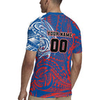 Personalized Newcastle Knights Rugby Jersey Polynesian Tribal Chest and Sleeve Tattoo