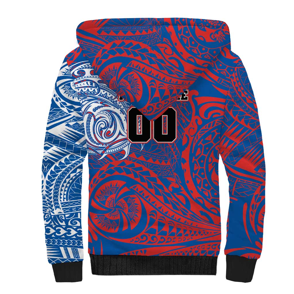 Personalized Newcastle Knights Sherpa Hoodie Polynesian Tribal Chest and Sleeve Tattoo