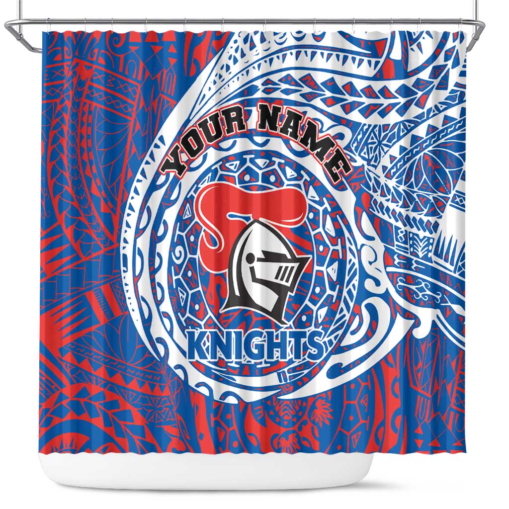 Personalized Newcastle Knights Shower Curtain Polynesian Tribal Chest and Sleeve Tattoo