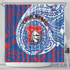 Personalized Newcastle Knights Shower Curtain Polynesian Tribal Chest and Sleeve Tattoo