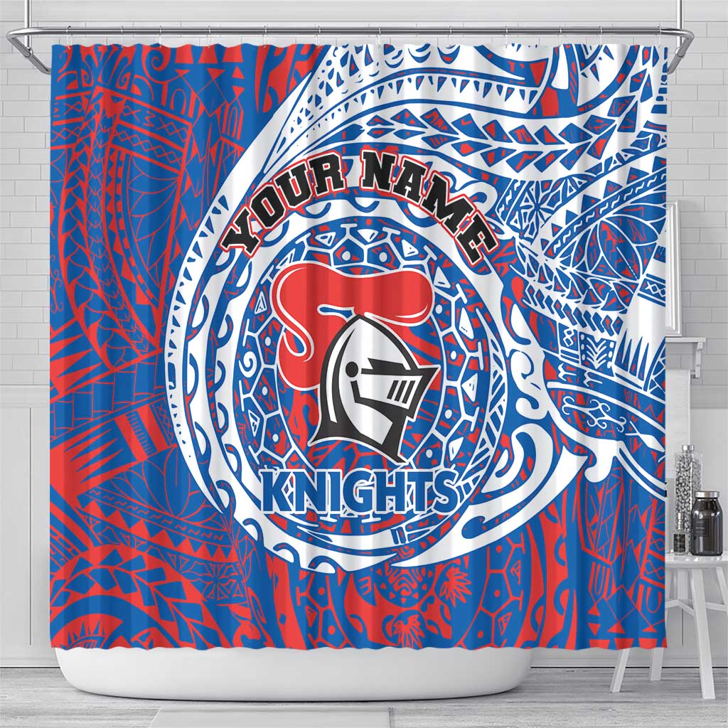 Personalized Newcastle Knights Shower Curtain Polynesian Tribal Chest and Sleeve Tattoo