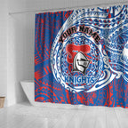 Personalized Newcastle Knights Shower Curtain Polynesian Tribal Chest and Sleeve Tattoo