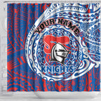 Personalized Newcastle Knights Shower Curtain Polynesian Tribal Chest and Sleeve Tattoo