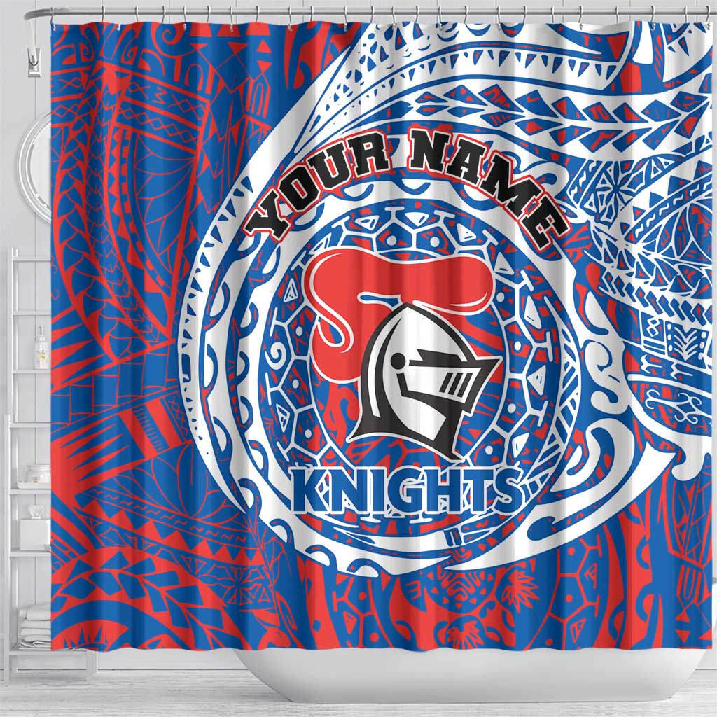 Personalized Newcastle Knights Shower Curtain Polynesian Tribal Chest and Sleeve Tattoo
