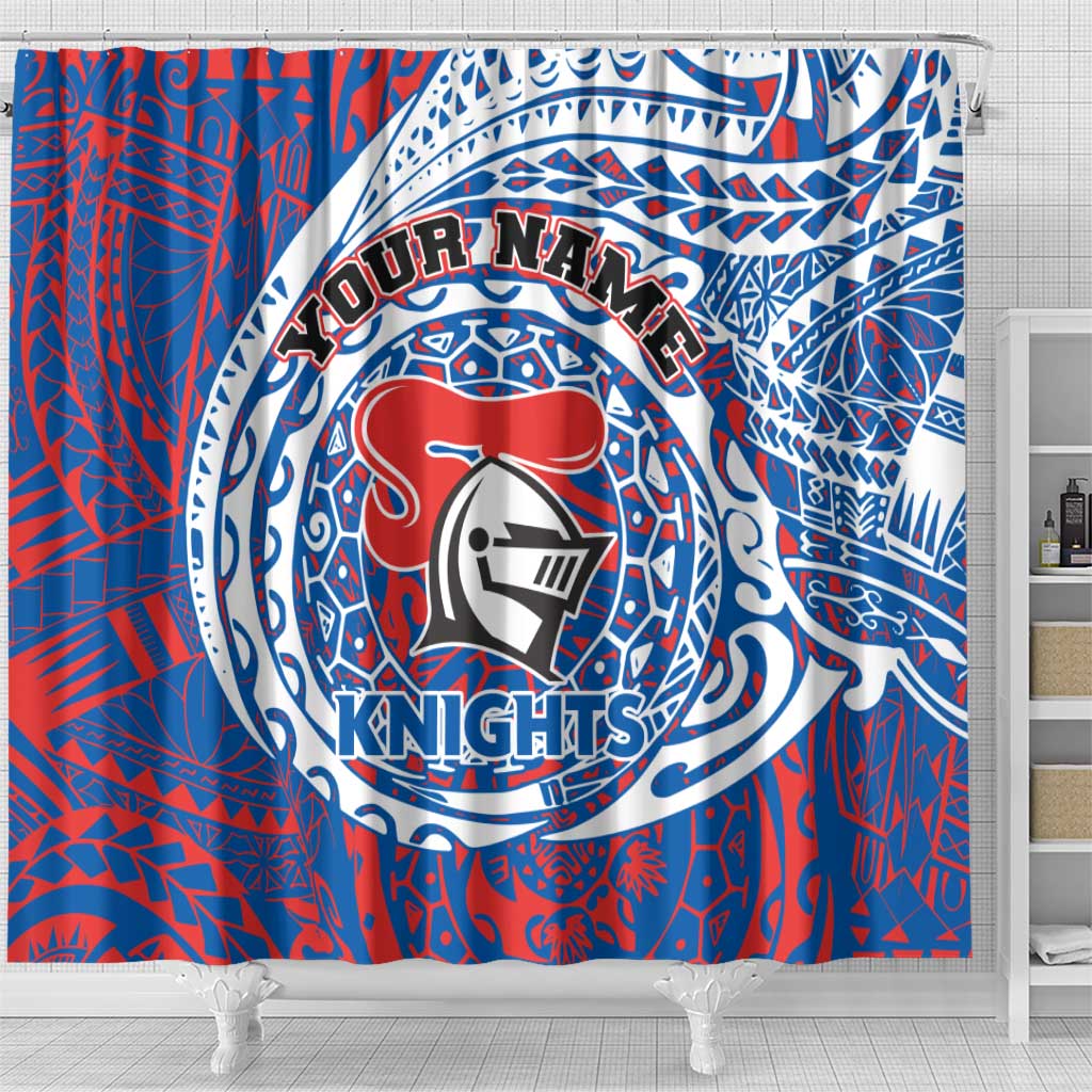 Personalized Newcastle Knights Shower Curtain Polynesian Tribal Chest and Sleeve Tattoo