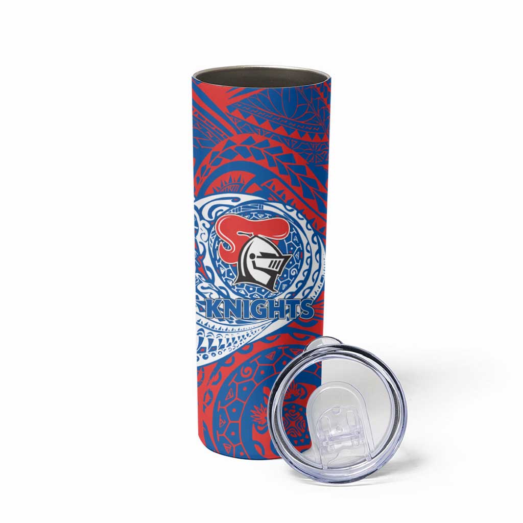 Personalized Newcastle Knights Skinny Tumbler Polynesian Tribal Chest and Sleeve Tattoo