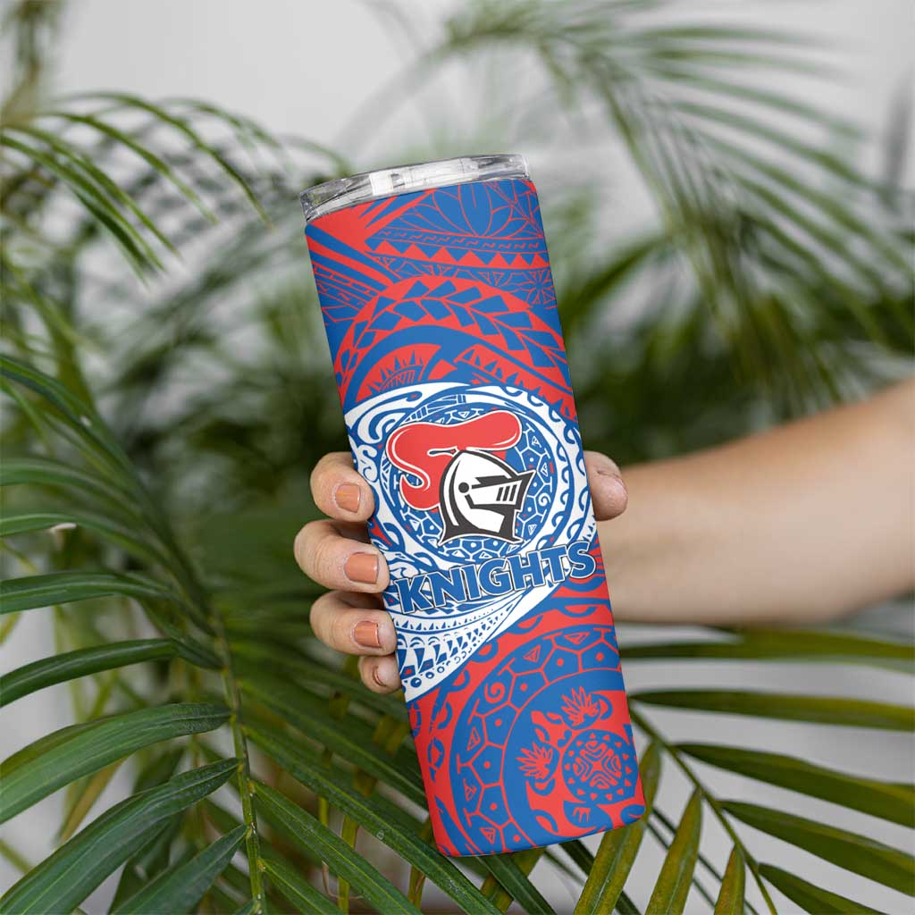 Personalized Newcastle Knights Skinny Tumbler Polynesian Tribal Chest and Sleeve Tattoo