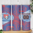 Personalized Newcastle Knights Skinny Tumbler Polynesian Tribal Chest and Sleeve Tattoo