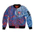 Personalized Newcastle Knights Sleeve Zip Bomber Jacket Polynesian Tribal Chest and Sleeve Tattoo