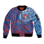 Personalized Newcastle Knights Sleeve Zip Bomber Jacket Polynesian Tribal Chest and Sleeve Tattoo