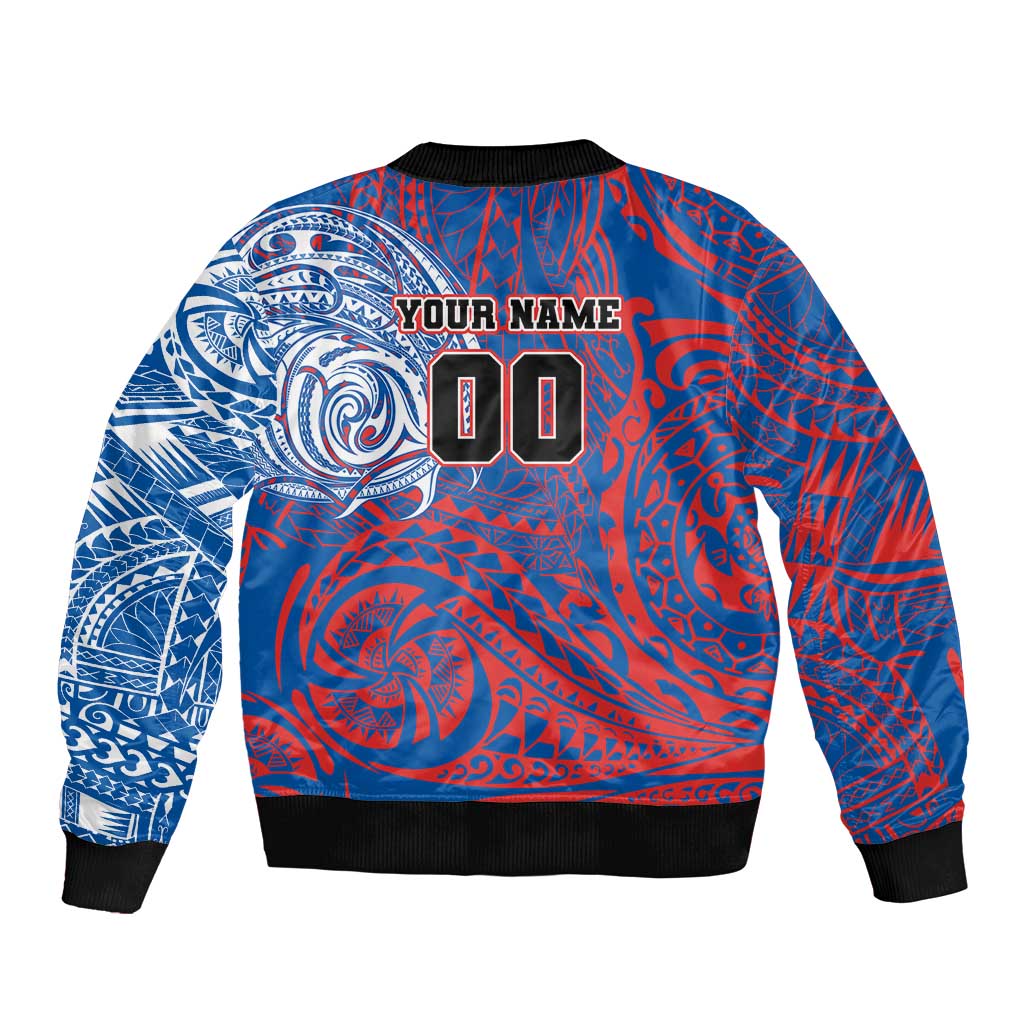 Personalized Newcastle Knights Sleeve Zip Bomber Jacket Polynesian Tribal Chest and Sleeve Tattoo
