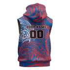 Personalized Newcastle Knights Sleeveless Hoodie Polynesian Tribal Chest and Sleeve Tattoo