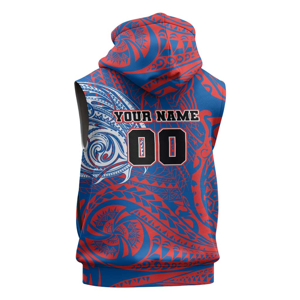 Personalized Newcastle Knights Sleeveless Hoodie Polynesian Tribal Chest and Sleeve Tattoo
