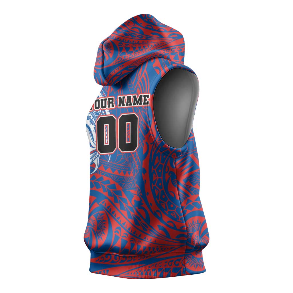 Personalized Newcastle Knights Sleeveless Hoodie Polynesian Tribal Chest and Sleeve Tattoo