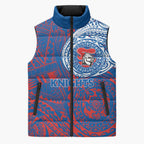 Personalized Newcastle Knights Sleeveless Puffer Jacket Polynesian Tribal Chest and Sleeve Tattoo