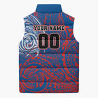 Personalized Newcastle Knights Sleeveless Puffer Jacket Polynesian Tribal Chest and Sleeve Tattoo