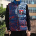 Personalized Newcastle Knights Sleeveless Puffer Jacket Polynesian Tribal Chest and Sleeve Tattoo