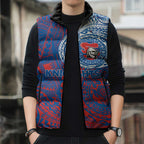 Personalized Newcastle Knights Sleeveless Puffer Jacket Polynesian Tribal Chest and Sleeve Tattoo